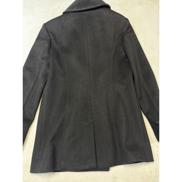 Rag & Bone Wool Leather Peacoat Black Structured Peacoat Size M Made In USA - Picture 5 of 12